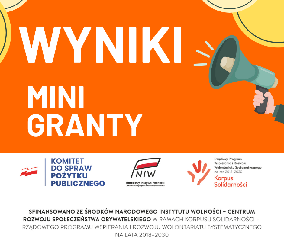 WYNIKI naboru wniosków na mini granty na inicjatywy wolontariackie Korpusu Solidarności